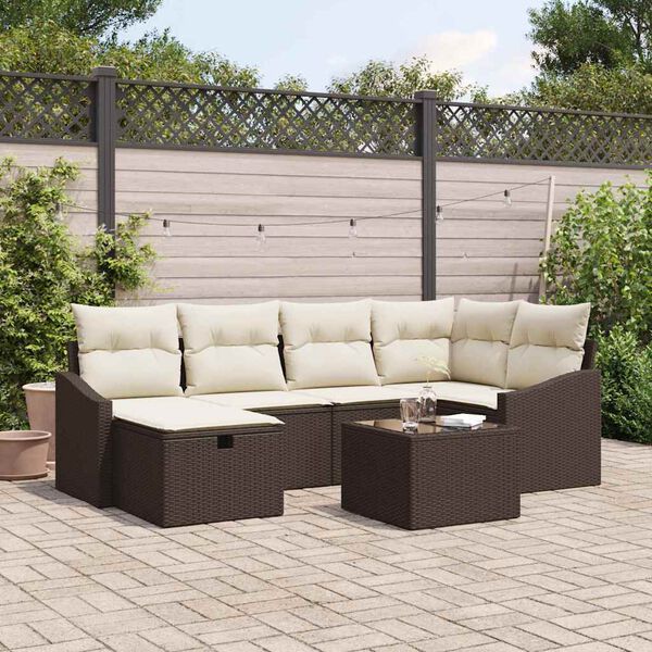 vidaXL Garten-Sofa-Set 7 pcs Braun 55 x 62 x 69 cm Poly Rattan