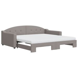 vidaXL Tagesbett Ausziehbar mit Matratzen Taupe 100x200 cm Stoff