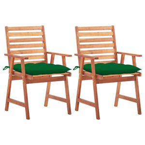 vidaXL Garten-Essst&uuml;hle 2 Stk. mit Kissen Massivholz Akazie