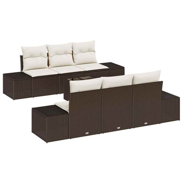 vidaXL Garten-Sofa-Set mit Kissen 8 pcs Braun und Creme Poly-Rattan