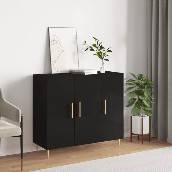 vidaXL Sideboard Schwarz 90x34x80 cm Holzwerkstoff