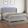 vidaXL Boxspringbett mit Matratze & LED Hellgrau 200x200 cm Stoff