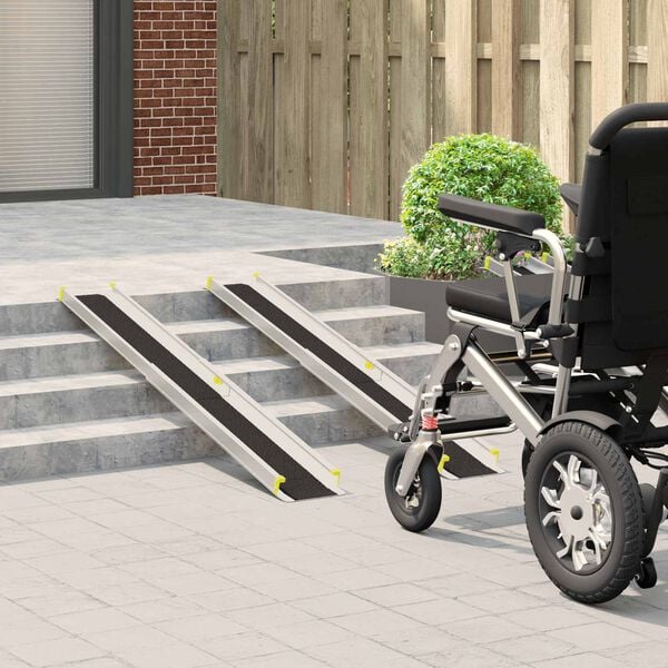 vidaXL Rollstuhlrampe 2 pcs Schwarz 152 x 19 x 5,5 cm Aluminium