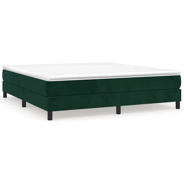 vidaXL Boxspringbett mit Matratze Dunkelgr&uuml;n 180x200 cm Samt