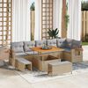 vidaXL Gartensofa-set mit Kissen 11 pcs Beige und Hellgrau Poly-Rattan