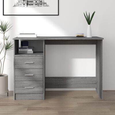 vidaXL Schreibtisch mit Schubladen Grau Sonoma 110x50x76 cm