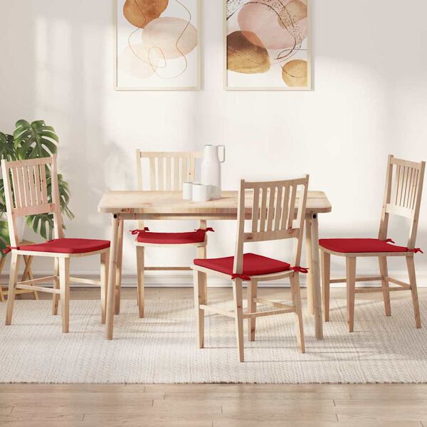 vidaXL Sitzkissen 4 pcs Rot 40 x 40 x 3 cm Stoff