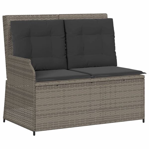 vidaXL 3-tlg. Garten-Sofagarnitur mit Kissen Grau Poly Rattan