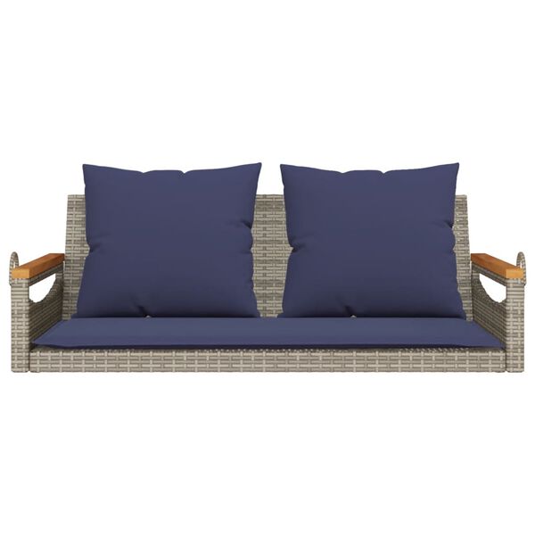 vidaXL H&auml;ngebank mit Kissen Grau 109x62x40 cm Poly Rattan