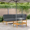vidaXL Sofa Set mit Kissen Uni 3 pcs Anthrazit Massivholz Akazie