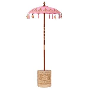 vidaXL Balinesischer Sonnenschirm mit Sockel Rosa 95 x 95 x 260 cm