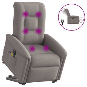 vidaXL Elektrischer Massagesessel mit Aufstehhilfe Taupe Stoff