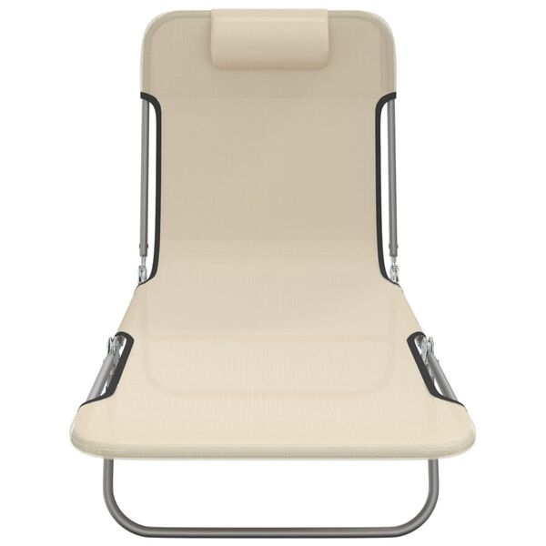 vidaXL Sonnenliegen Klappbar 2 Stk. Creme Textilene und Stahl