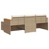 vidaXL 3-tlg. Garten-Sofagarnitur mit Kissen Beige Poly Rattan