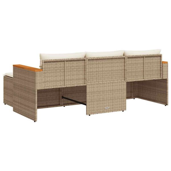 vidaXL 3-tlg. Garten-Sofagarnitur mit Kissen Beige Poly Rattan