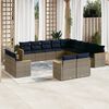 vidaXL 13-teiliges Gartensofa-Set mit Kissen, grau, Polyrattan
