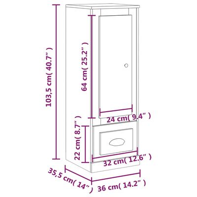 vidaXL Highboard Weiß 36x35,5x103,5 cm Holzwerkstoff