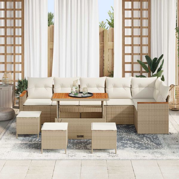 vidaXL Gartensofa-set 10 pcs Beige Poly-Rattan
