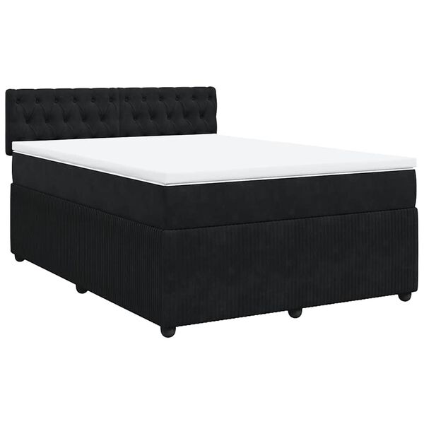 vidaXL Boxspringbett mit Matratze Schwarz 140x200 cm Samt
