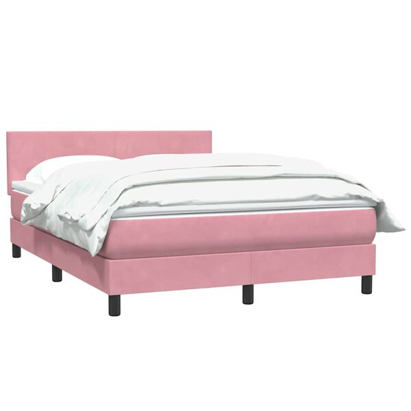 vidaXL Boxspringbett mit Matratze Rosa 140x210 cm Samt