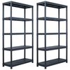 vidaXL Lagerregale 2 Stk. Schwarz 250 kg 80 x 40 x 180 cm Kunststoff