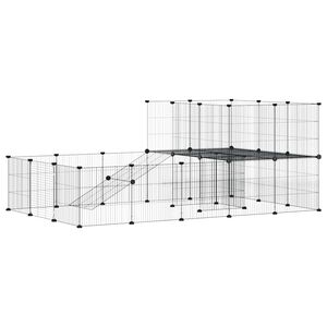 vidaXL 36-tlg. Haustierk&auml;fig mit T&uuml;r Schwarz 175x105x70 cm Stahl