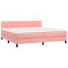 vidaXL Boxspringbett mit Matratze & LED Rosa 200x200 cm Samt