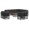 vidaXL Outdoor-Sofagarnitur 13 stk. Schwarz und Dunkelgrau Polyester