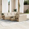 vidaXL 9-tlg. Garten-Sofagarnitur mit Kissen Beige Poly Rattan