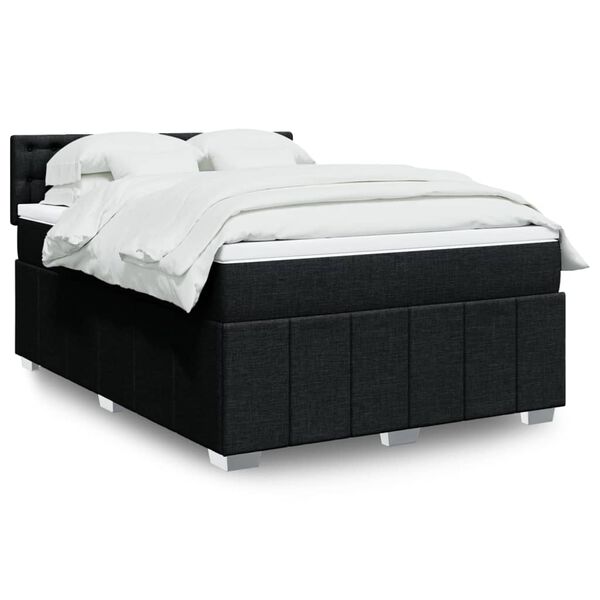 vidaXL Boxspringbett mit Matratze Schwarz 140x190 cm Stoff