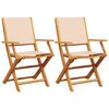 vidaXL Gartenst&uuml;hle 2 Stk. Beige Massivholz Akazie & Stoff