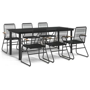 vidaXL 7-tlg. Garten-Essgruppe Schwarz PVC-Rattan
