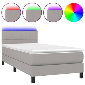 vidaXL Boxspringbett mit Matratze & LED Hellgrau 80x200 cm Stoff