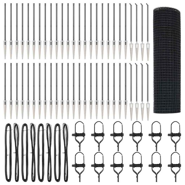 vidaXL Zaunpfosten Grau 100 x 0,6 m (25 x 25 mm Maschen) Stahl und PVC