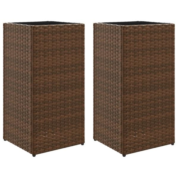 vidaXL Pflanzk&uuml;bel 2 Stk. Braun 30x30x60 cm Poly Rattan
