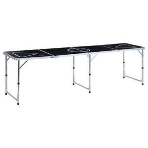 vidaXL Klappbarer Bier-Pong-Tisch 240 cm Schwarz