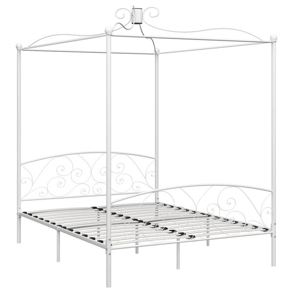 vidaXL Himmelbett-Gestell Wei&szlig; Metall 180 x 200 cm
