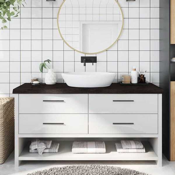 vidaXL Waschtischplatte Dunkelbraun 160x60x(2-6)cm Massivholz