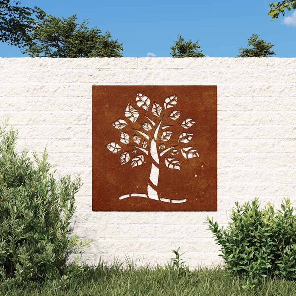 vidaXL Garten-Wanddeko 55x55 cm Cortenstahl Baum-Design