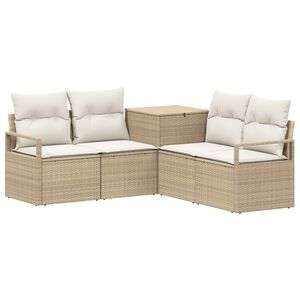 vidaXL Sofa Set 5 stk. Beige und Cremewei&szlig; Polyrattan und Stahl