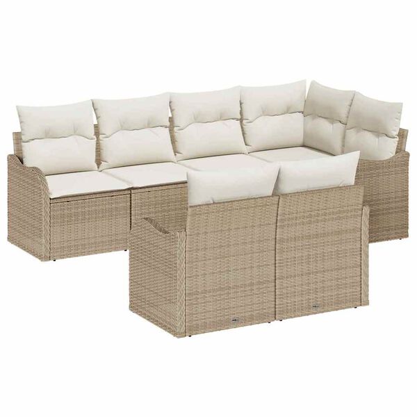 vidaXL Gartensofa-set Beige Poly-Rattan
