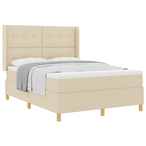 vidaXL Boxspringbett mit Matratze Creme 160 x 200 cm Stoff