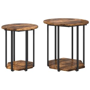vidaXL Beistelltisch-Set mit Regal 2 pcs Braun
