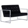vidaXL 2-Sitzer Sofa mit Armlehnen Schwarz Chrom und Samt