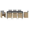 vidaXL Garten Essgruppe mit Kissen 9 pcs Beige Poly-Rattan