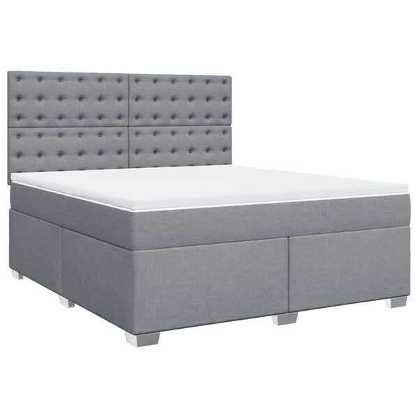 vidaXL Boxspringbett mit Matratze Hellgrau 180x200 cm Stoff