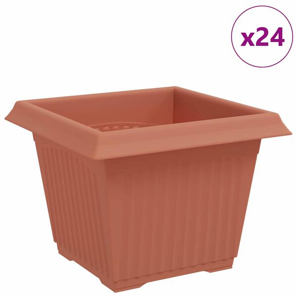 vidaXL Quadratischer Blumentopf 24 pcs Ziegelrot 23 x 23 x 17,5 cm