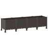 vidaXL Gartenpflanzer mit R&auml;dern Braun 160 x 40 x 44 cm PP