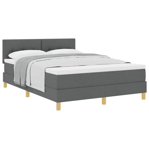 vidaXL Boxspringbett mit Matratze Dunkelgrau 140 x 190 cm Stoff