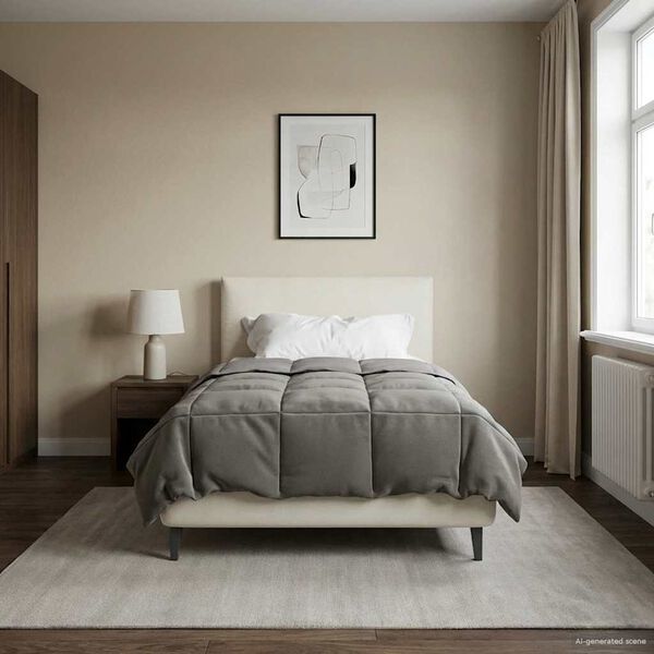 vidaXL Ganzjahresbettdecke Gepolstert Hellgrau 140 x 200 cm Mikrofaser